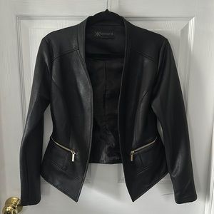 Black blazer with gold zipper pockets by Kardashian Kollection